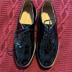 Madden Girl Black Patent Lace-Up Derby Oxfords